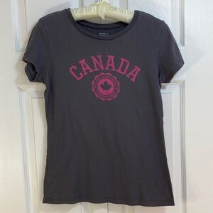 4 for $25 - Old Navy 100% Cotton Gray T-Shirt with Pink Canada Logo, S